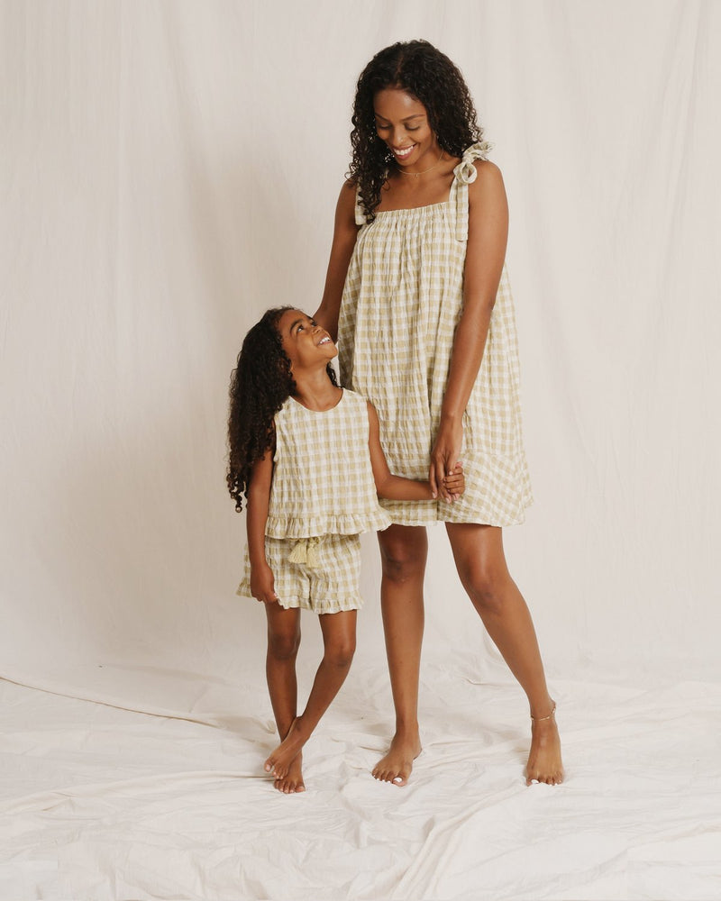 Shoulder Tie Dress || Gingham Butter (Women's)