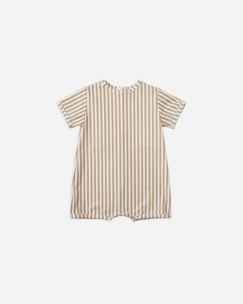 Shorty Onepiece Swimwear || Almond Striped