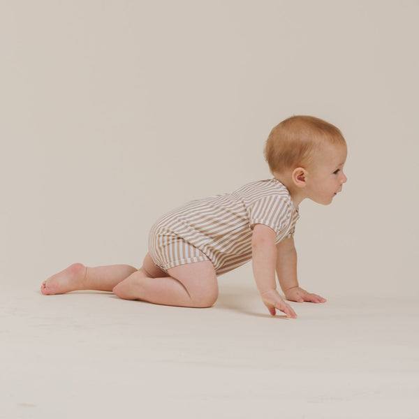 Shorty Onepiece Swimwear || Almond Striped