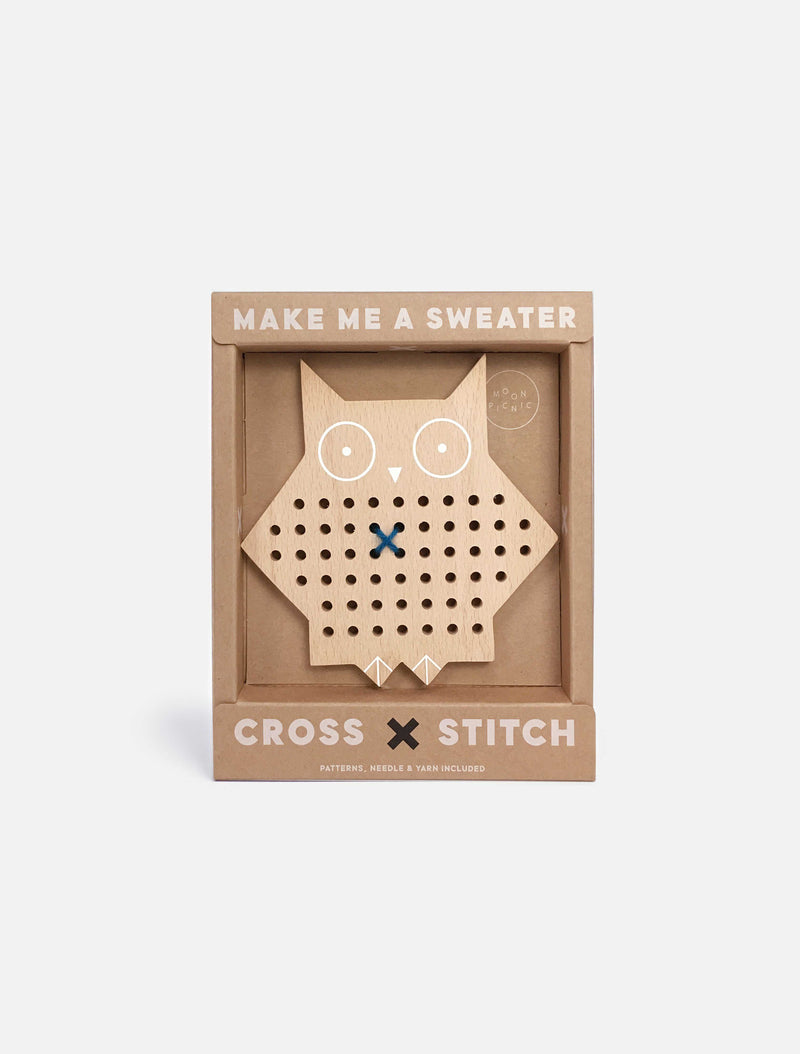 Moon Picnic Cross Stitch Owl